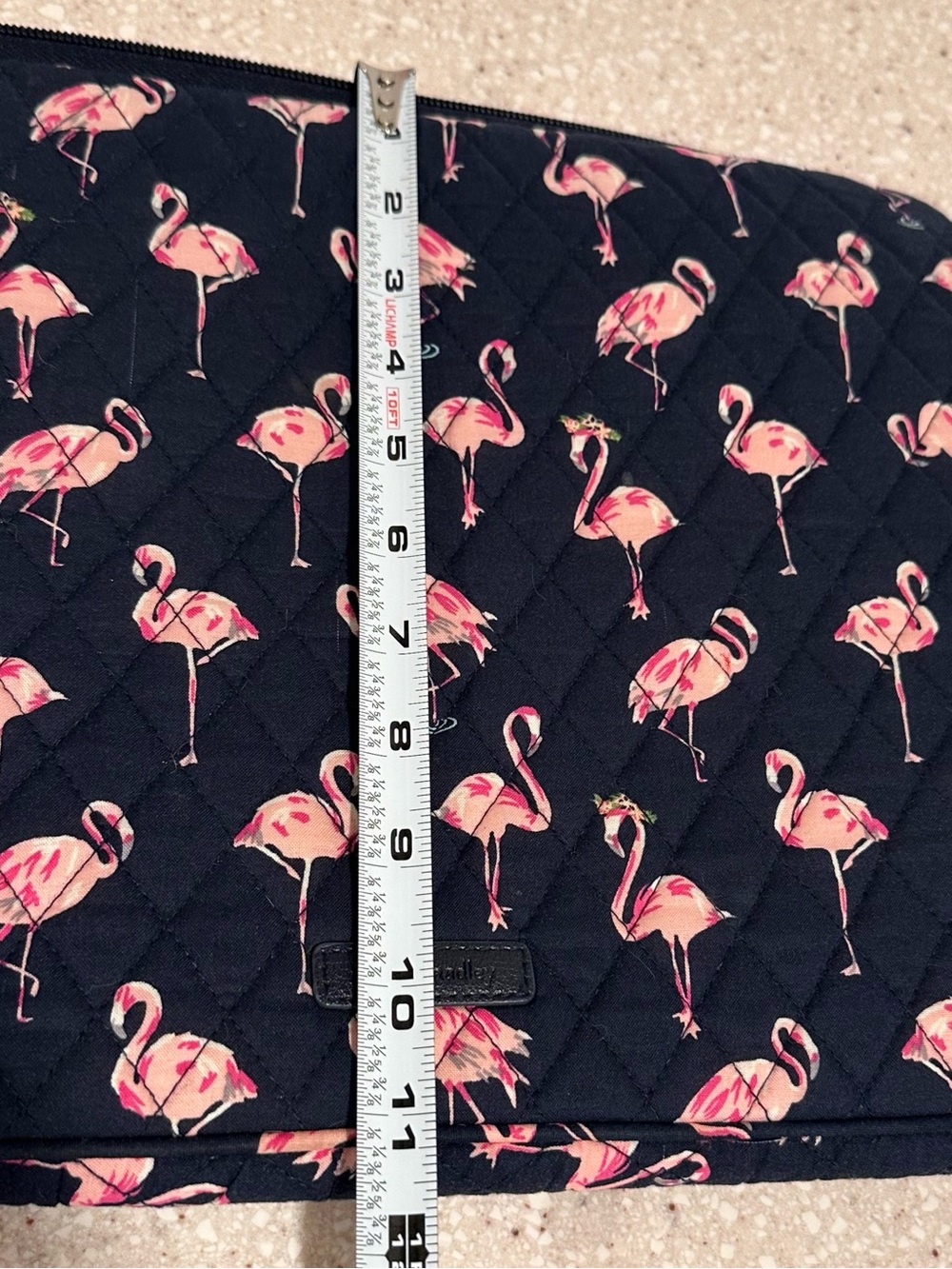 Vera Bradley Laptop Sleeve Case - Flamingo Fiesta 13-14”- Navy & Pink Quilted - Picture 6 of 11